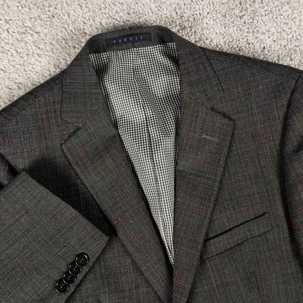 Arturo Calle 38 Regular Mens Grey Red Nep 100% Wool Italian Fabric Blazer